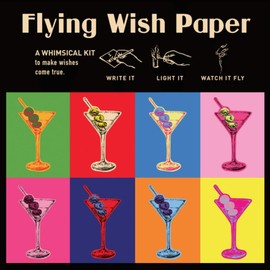 Flying Wish Paper Martini, Write it, Light it, Watch it Fly - Perfect Little Gift Wish Paper - 5" x 5" - Whimsical Mini Kit