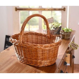 Dekoleidenschaft Wicker Wicker Basket 35 x 25 cm Large Shopping Basket, Wicker Basket, Picnic Basket, Car Basket, Gift Basket