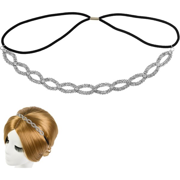 Elastic Rhinestone Headbands Sparkly Alloy Hair Band Accessories for Wedding