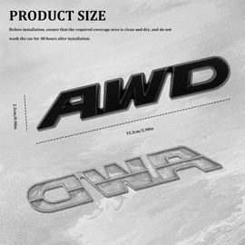 QZTYTY AWD Emblem Sticker, Car Exterior Emblems Badge, 3D Metal Tailgate Side Sticker Badge, Car Decoration Accessories Self Adhesive Logo Emblem Fit for Trunk Tailgate Fender (AWD, Black)
