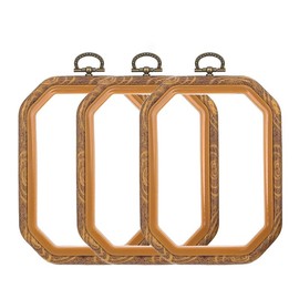 Resin Embroidery Hoop - 3 Pieces 6*4.5 inch Decorative Cross Stitch Hoops Set, Resin Embroidery Frame for Display Sewing Craft Hanging Ornament (Imitation Wood)
