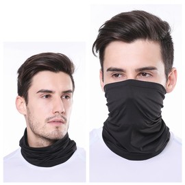 Qrity Diademas Multifuncionales, Bandana Bufanda Pañuelo Protector UV, Bufanda Hombre y Mujer Cómodas y Respirable, para Senderismo, Negro + Gris