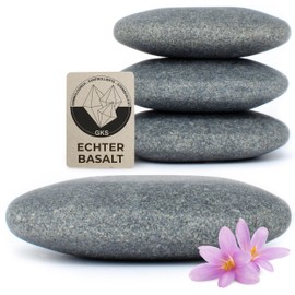 Hot Stone Legestein XL aus zertifiziert echtem Basalt für viel Wärme [4 Stück], zur Ergänzung Ihres Hot Stone Massage Sets