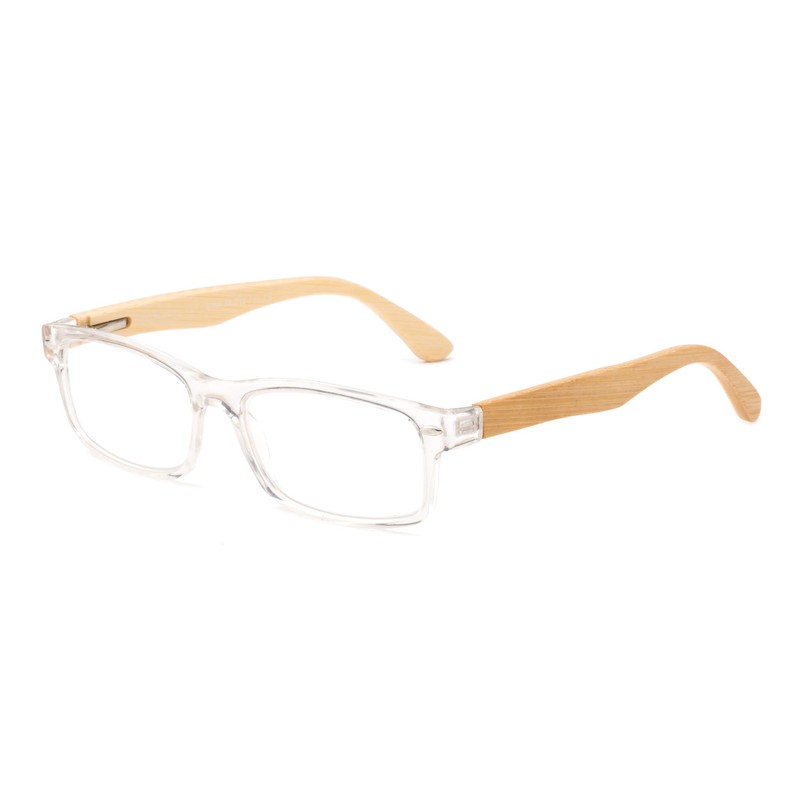 Real Bamboo Reading Glasses Spring Hinge Genuine Bamboo Rectangular Reader