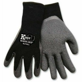 Kinco 1790 Warm Grip Thermal Durable Black Crinkle Latex Coated Palm Knit Shell and Latex Palm, X-Large, 6 Pairs