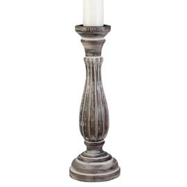 Biedermann & Sons Washed Wooden Pillar Candle Holder, White, 10 Inch Tall - Fits 3 Inch Pillar Candle