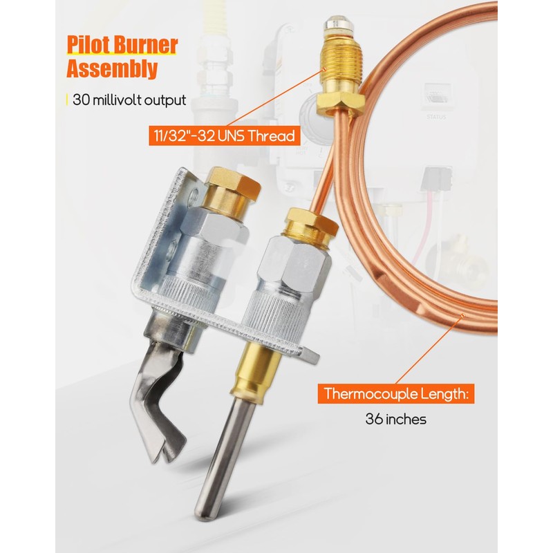 YIGUCS Q314A4586 Pilot Burner with Thermocouple Assembly Fit for Honeywell，for