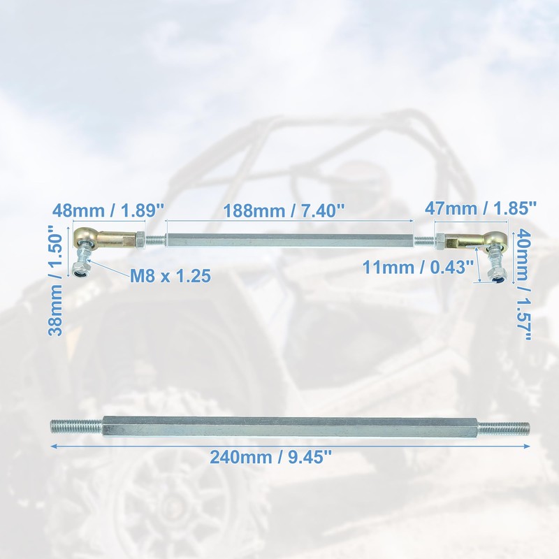 X AUTOHAUX 2pcs M8 240mm Steering Tie Rod for 50cc