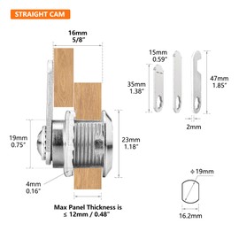 Cabinet Cam Lock Keyed Alike, 5/8" Cylinder Tool Box Lock with Keys, Replacement Secure Drawer Lock, RV Camper Storage Lock for Mailbox Truck Vending Machine File, Zinc Alloy Chrome Finish (3Pack)