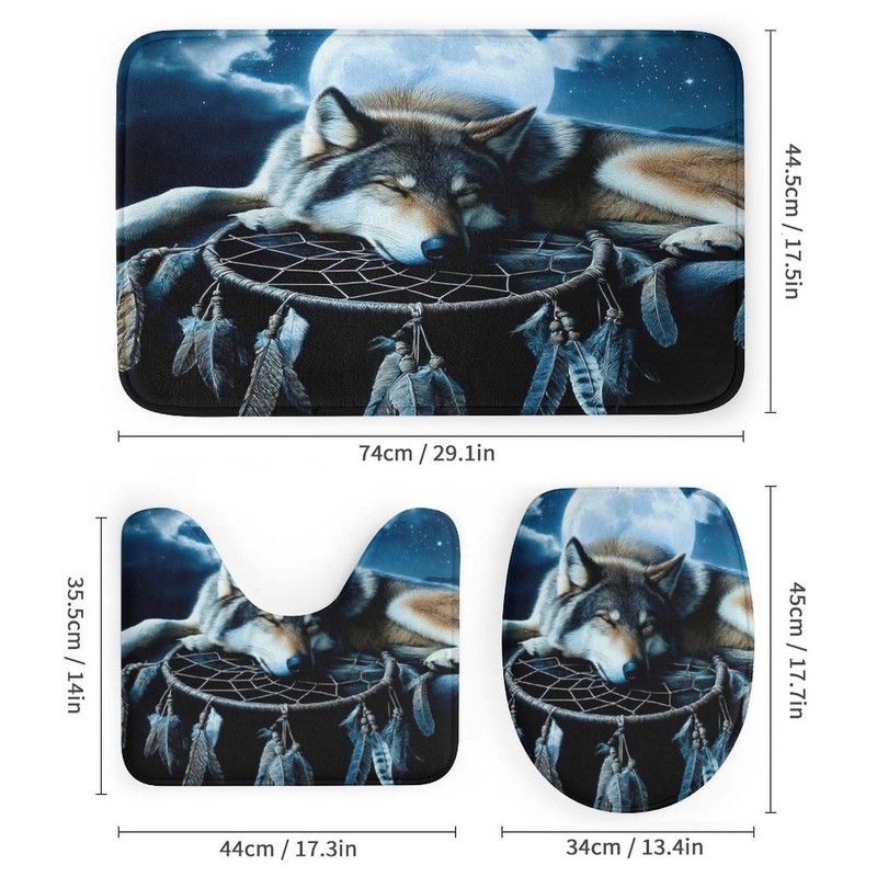 4PCS/Set Mystical Wolf Dreamcatcher Moon Mountain Shower Curtain 72W X