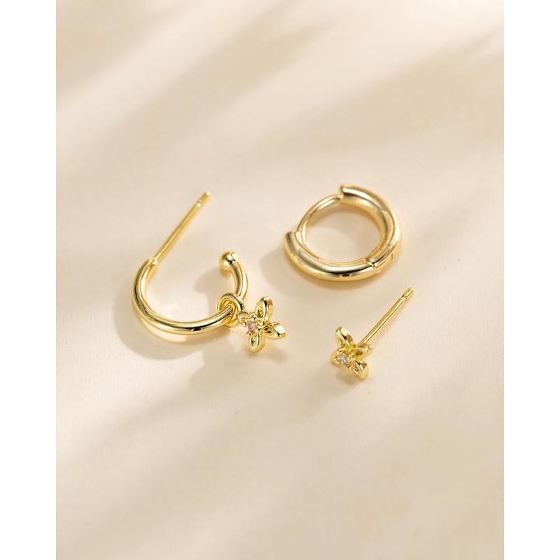 BSGRL Hoop Earrings for Women - 14k Gold Plated Cute