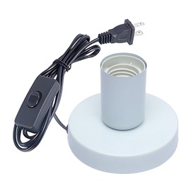 AdiyZ Industrial Table Lamp, Small Polished Metal Desktop Light Socket Base, Vintage E26/E27 Edison Screw Light Bulb Holder, 5.57ft Cord on/Off Switch with US Plug (White Color)