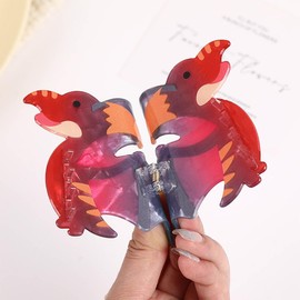 Dinosaur Hair Clips - Red Hair Clips - Fun Hair Clips, Women's Hair Clips for Daily Use and Gifting (Pterodactyl Hair Clips)