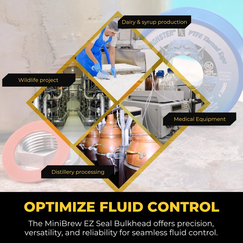 1" NPT SS304 Heavy Duty EZ Seal Weldless Bulkhead w/BUNA-N
