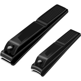 Premium Black Nail Clippers Set - 2 Pcs Stainless Steel Professional Nail Clippers Kit for Men and Women - Precision Cutting, Nail Care Tools