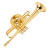 Gold Miniature Trumpet Shaped Lapel Brooch Pin Brass Exquisite Mini