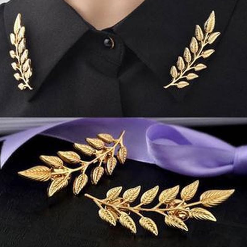coadipress Gentlemen Gold Silver Leaf Brooches Simple Elegant Retro Double
