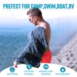 4Monster 6-Pack Quick Dry Microfiber Travel Towels – Super Absorbent, Ultra-Soft Camping Towel Set with Water-Resistant Bag, Lightweight & Compact for RV, Gym, Beach, Pool, Swimming, and Family Trips