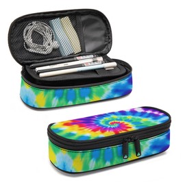 Scovotec Tiedye Pencil Case, Large Capacity Pen Pencil Case for Boys Girls Teen, Kids 3 Compartments Multifunction Pencil Box with Zipper Organizer, Pencil Pouch for Back to School Students