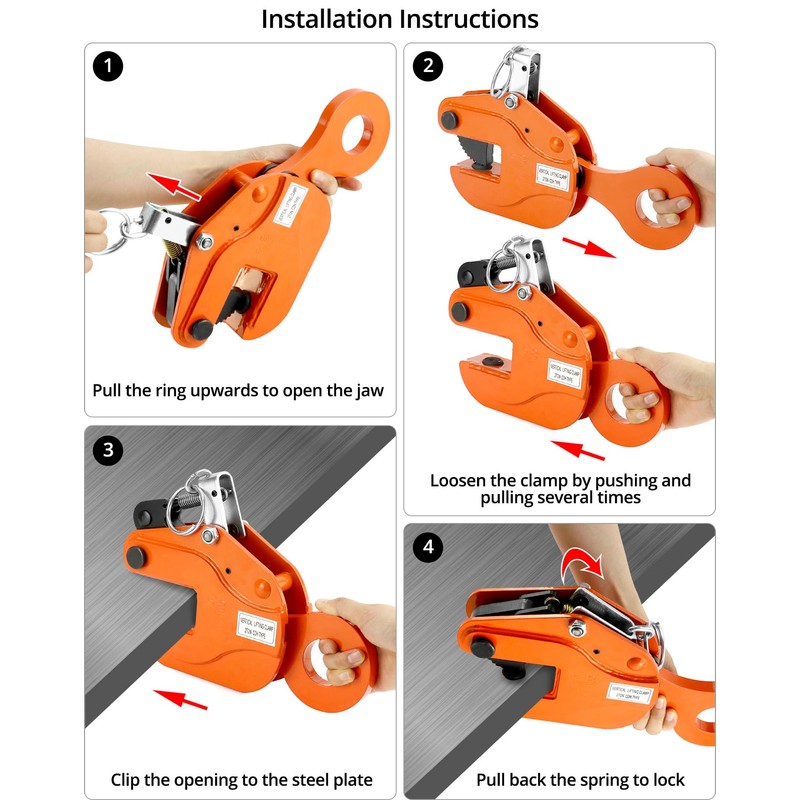QWORK 2-Ton Heavy Duty Vertical Plate Lifting Clamp, 4400 lbs