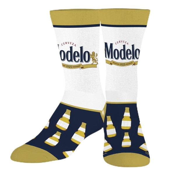 Odd Sox Modelo Beer Lovers Crew Socks for Men, Bottles,