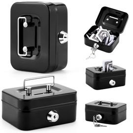 Reallnaive Metal Box for Gambler with 2 Keys Portable Safe Casino Pocket Sized Casino Cash Drop Box Metal Bank Stops the Addictive Urge