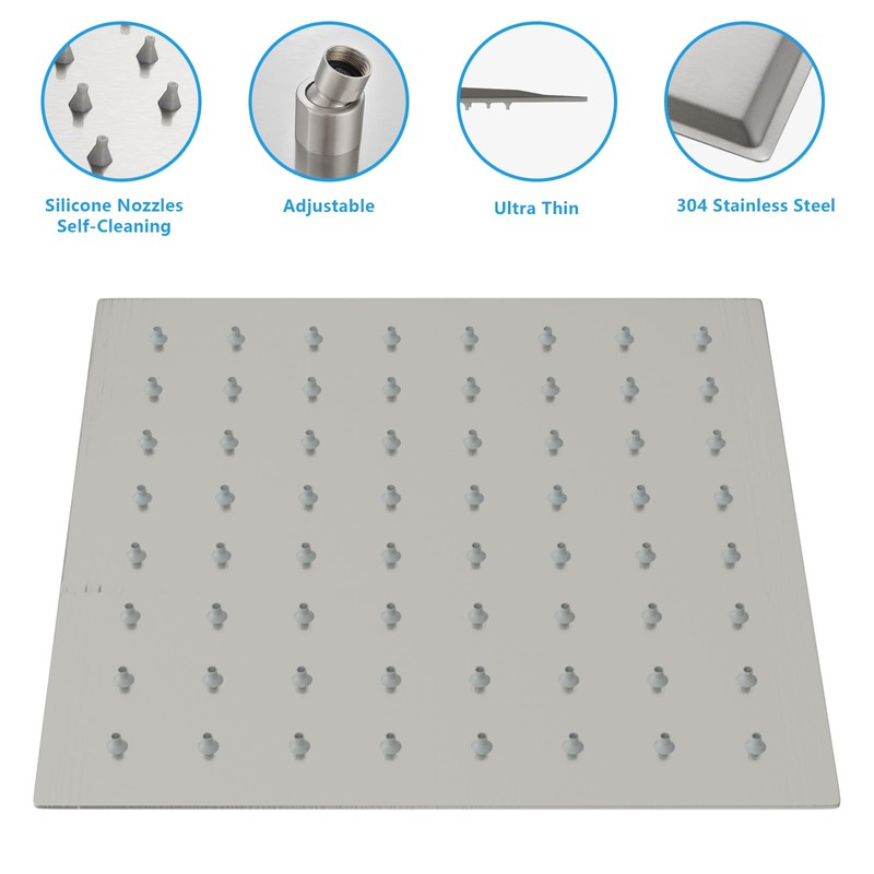 Lordear Rain Shower Head 6 Inch Solid Ultra Thin 304