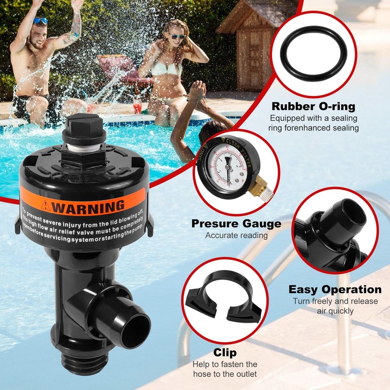 98209800 Manual Air Relief Valve Assembly with Pool Filter Pressure