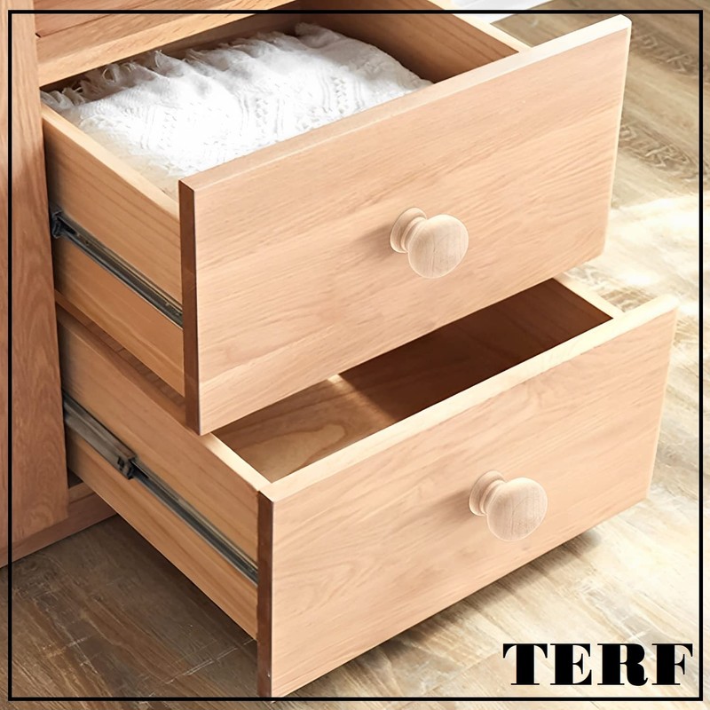 TERF® Traditional Unlacquered Pine Wooden Cupboard Cabinet Door Knob 50mm