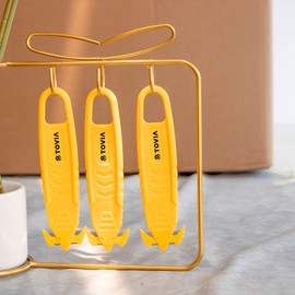 T TOVIA Safety Box Cutter Knife of Recessed Concealed Stainless Steel Blade, Package Opener Plastic Cutter for Box, Carton, Shrink Wrap, Plastic Straps, 50pcs