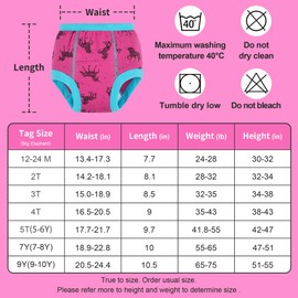 BIG ELEPHANT 10-Packs Potty Training Underwear Absorbent Toddler Potty Trained Pants for Boys and Girls,100% Cotton,3T