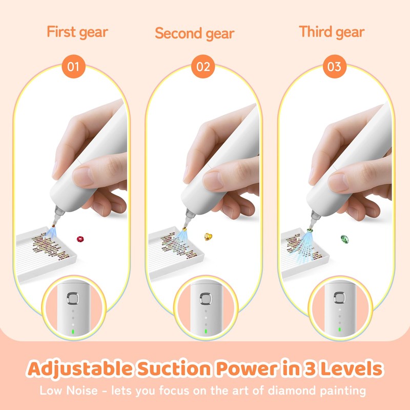 B.urHero Electric Diamond Painting Pen, Cordless Diamond Art Vacuum Pen,