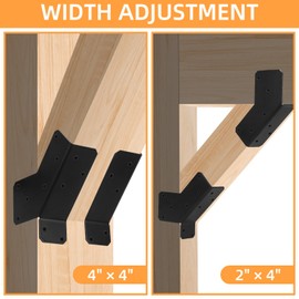 2 Pairs 45-Degree Angle Bracket, Adjustable Heavy Duty Connector Brace for 2x4, 4x4 Post 45-Degree Pergola Support Brace for Pergola, Gazebo Wood Post