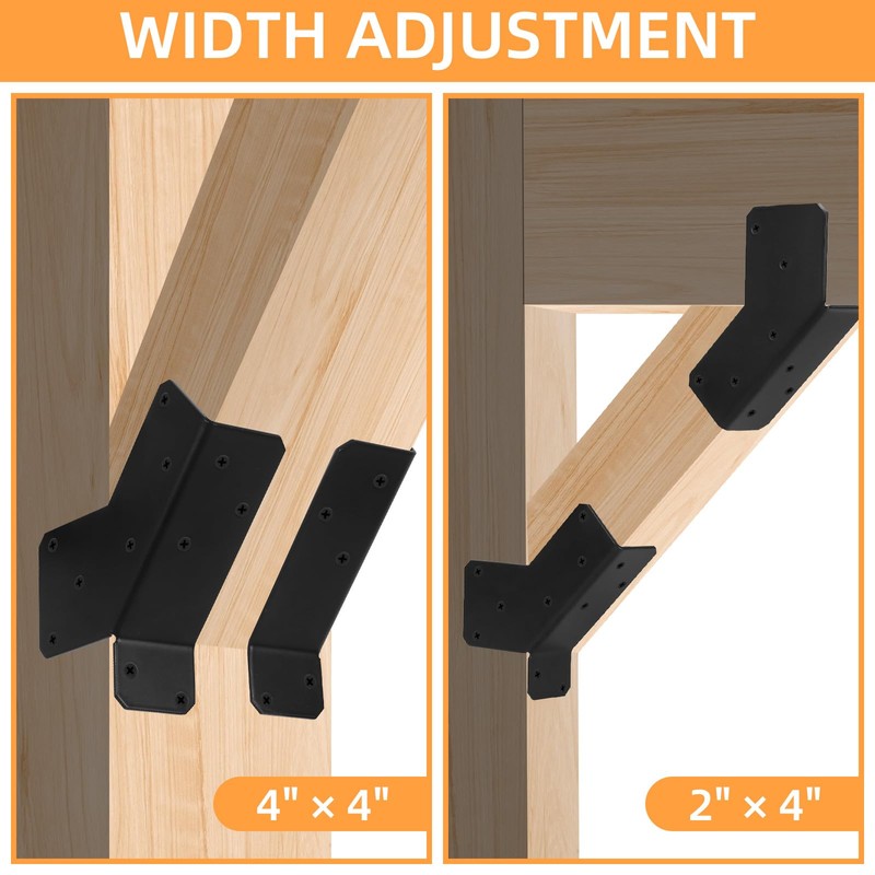2 Pairs 45-Degree Angle Bracket, Adjustable Heavy Duty Connector Brace