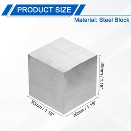 PATIKIL 30x30x30mm Steel Bench Block, Steel Block Metal Bench Block No Holes Matched Hardened Steel Flat 123 Blocks Precision Ground Milling for Jewelry Making Stamping Tool, Square