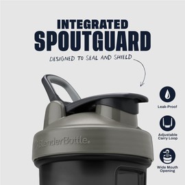 BlenderBottle Classic V2 Shaker Bottle Perfect for Protein Shakes and Pre Workout, 28-Ounce, Grey/Black, Black Shadow