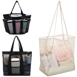 SAFIGLE 3pcs Mesh Beach Bag Large Beach Tote Bag Mesh Swimming Gear Bag Travel Tote Handbag Beach Vacation Accessories For Women