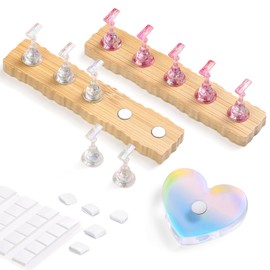 Etercycle 2 Set Wooden Nail Holder for Display Painting Nails - 1 Aurora Heart Shaped Acrylic Magnetic Practice Nail Stand - Fake Nail Holder for Press On Nails with Reusable Adhesive Putty