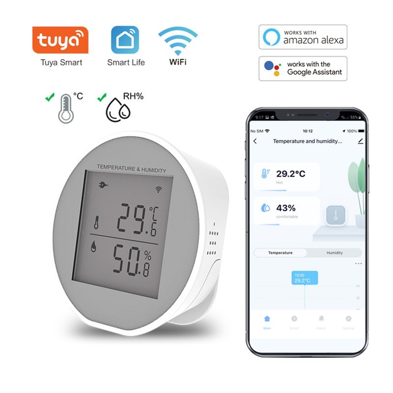 Smart WiFi Temperature Humidity Monitor Wireless Temperature Humidity Sensor TUYA
