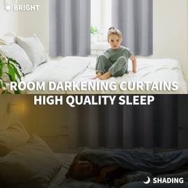 BGment Rod Pocket Blackout Curtains for Bedroom 72 Inches Length - Thermal Insulated Room Darkening Curtain for Living Room, 42 x 72 Inch, 2 Panels, Light Grey