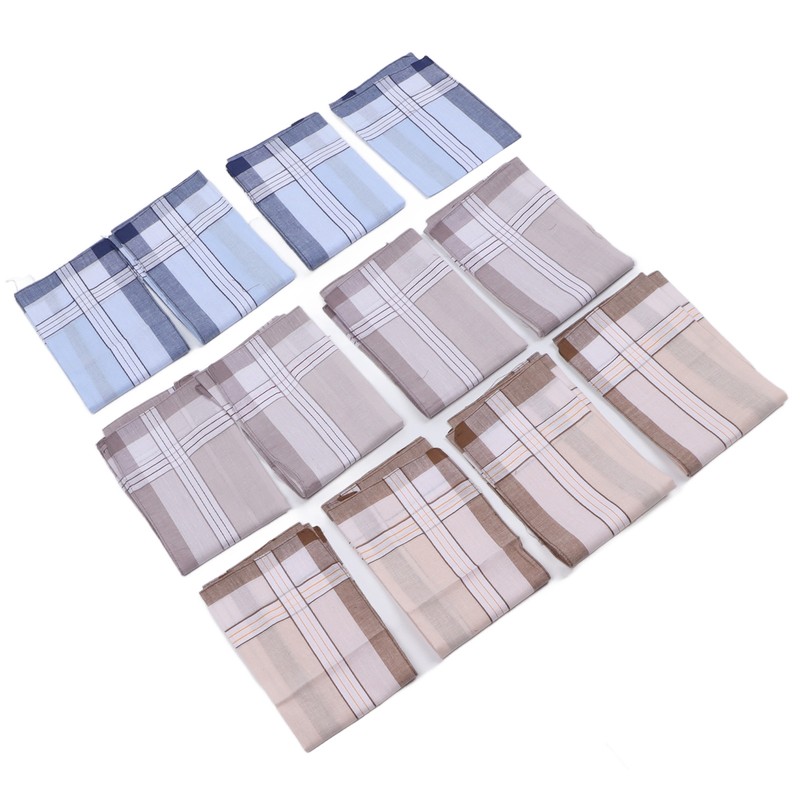 12 Pcs 40cm Cotton Men Handkerchiefs Elderly Handkerchief Sweat Absorbent
