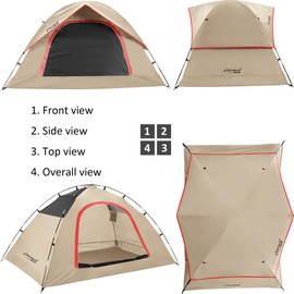 Vela Camping Tent for 2 Person, 4 Person, 6 Person - Waterproof Two Person Tents for Camping, Small Easy Up Tent for Family, Outdoor, Kids, Scouts in All Weather and All Season by Clostnature
