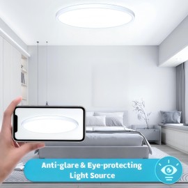 litren 6000K Ceiling Light Fixtures Flush Mount Flat led Light Round Ceiling Lamp Cold White 12 Inch Ultra-Thin for Bedroom Kitchen, Study Room-White