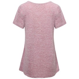 MISS FORTUNE Women's Running Tshirt, Ladies Active Wear Tops Short Sleeve Workout T Shirts Marathon Burnout Cool Dry Comfy Yoga Tunic Athleisure Clothes Camping Stretchy Basic Pink M
