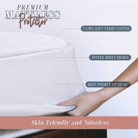 Elegant Comfort Premium Terry-Cotton Mattress Protector with 100% Water Resistant Fabric, Ultra Soft-Fitted Mattress Cover for Mattresses up to 16" Deep, Cotton Mattress Protector, Twin XL