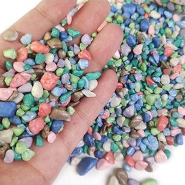 HappyFiller Multi Color Gravels Small Terrarium Rocks Mini Pebble Stones for Fairy Garden Landscaping,Succulents Soil Cover,Bonsai Planter Topper Dressing,Candle Holder,Vase Filler,1.1 LB