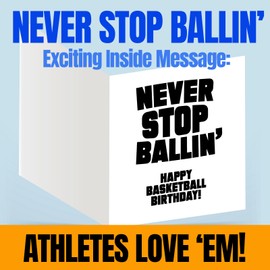1-Pack Basketball Happy Bussin' Birthday 1-Pack (5x7in) Birthday Greeting Cards Awesome for Basketball Players, Coaches, Fans, Cards and Gifts