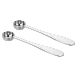 sourcing map 2 Pcs 2.5 ml Teaspoon Scoop, Stainless Steel Measuring Spoon for Loose Leaf Tea, Silver