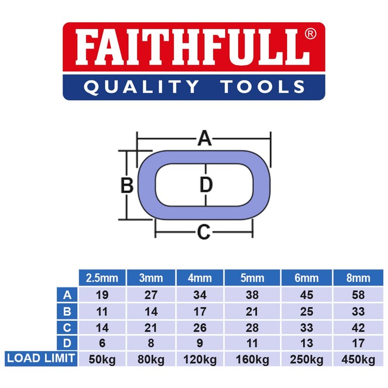 Faithfull FAICHCUT30B Black Japanned Steel Chain 3.0 mm Dia. x