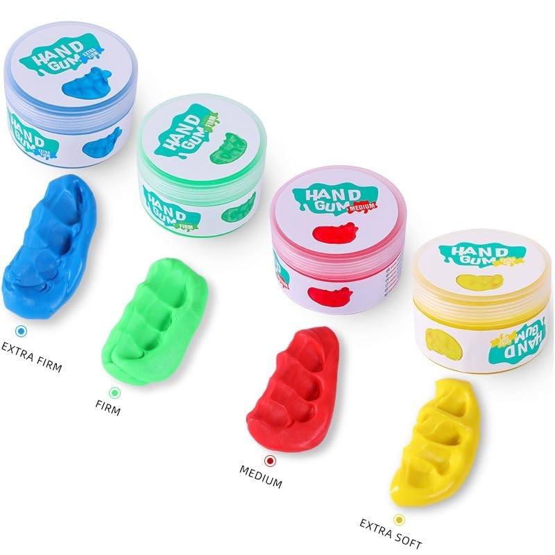 Hand Exercise Putty Kit, 4 Colours, Therapy Grip Strengthening and